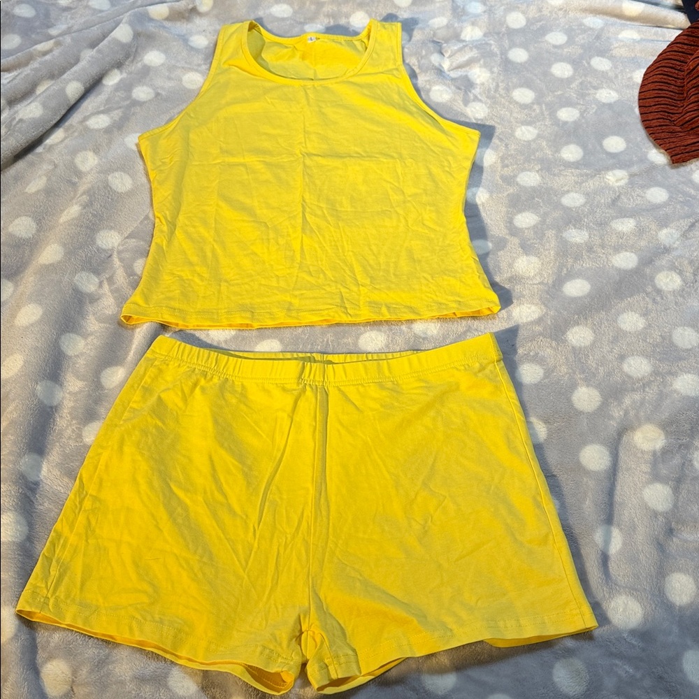 Vibrant Yellow Women's 2 piece short set
